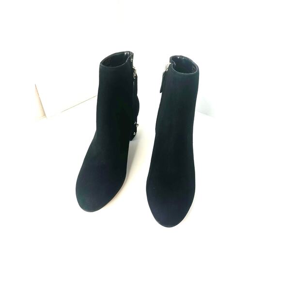 Kate Spade Taraji Faux Pearl Suede Block Heel Booties Black 9 Women Ankle Boots - Picture 8 of 12